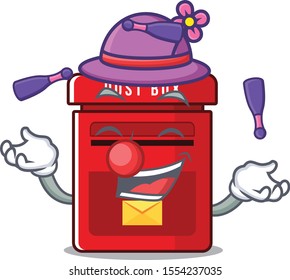 mailbox with a the mascot cartoon juggling