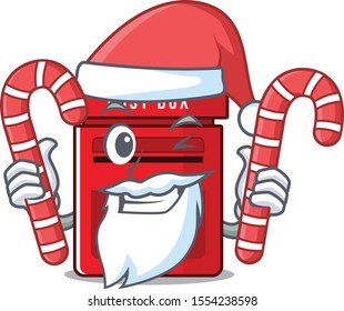 mailbox with a the mascot cartoon santa bring candy