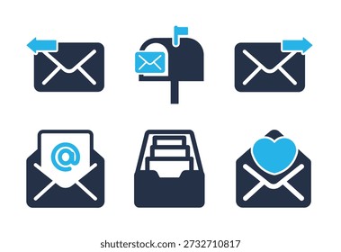 Mailbox and Message Archive icon set. Solid glyph series icons