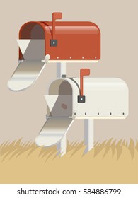Mailbox for messages. New message. Postal order. Vector illustration.