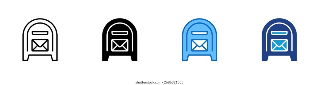 Vector de diseño de íconos de estilo múltiple de buzón: buzón tradicional con sobre, que representa el correo de recepción, el servicio postal o la bandeja de entrada
