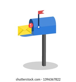 Mailbox with a new letter. Isometric.
