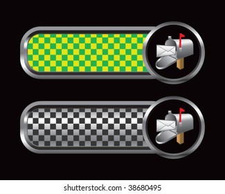 mailbox on green and black checkered banners