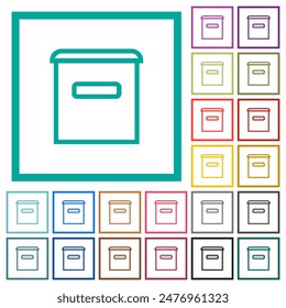 Mailbox outline flat color icons with quadrant frames on white background