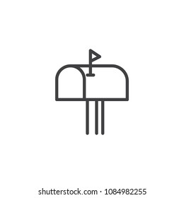 Mailbox outline icon. linear style sign for mobile concept and web design. Mail box simple line vector icon. Symbol, logo illustration. Pixel perfect vector graphics