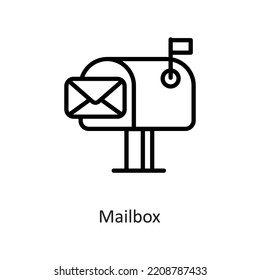 Mailbox Outline Vector Icon Design illustration on White background. EPS 10 File