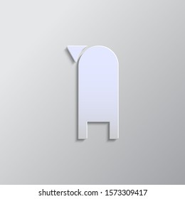 Mailbox paper style, vector icon. Grey color vector background