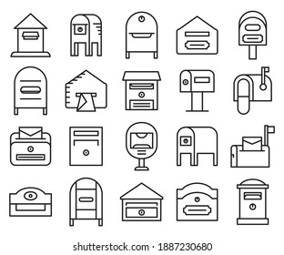 Postfach-Icons Linie Vektordesign
