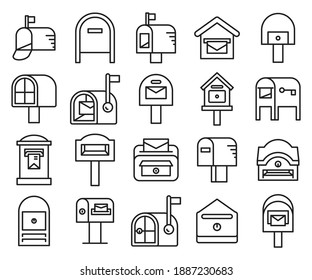 diseño vectorial de línea de iconos de buzón y de correo