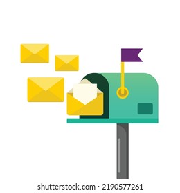Mailbox post full of letters. Vector illustration