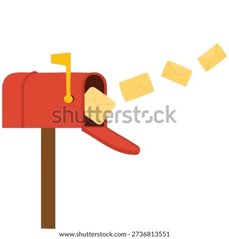 Mailbox post office box red cartoon isolated vector illustration on white background