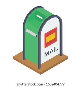 
Mailbox post sign isometric vector isolated on white background.
