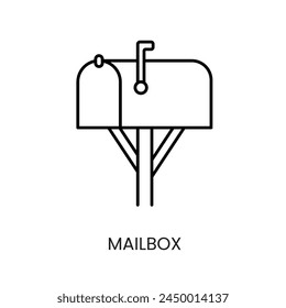 Buzón de correo Entrega postal por servicios postales, Vector de línea con trazo editable