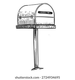 Mailbox postal vector line art hand drawn illustration
