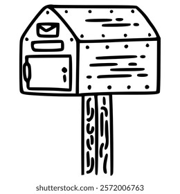 mailbox or postbox house hand drawn outline illustration