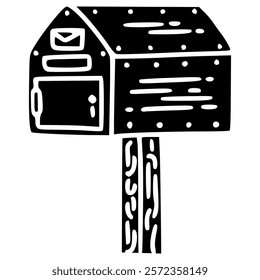 mailbox or postbox house hand drawn glyph illustration