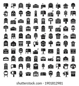 iconos de buzón y buzón de correo configuran el diseño de glifos