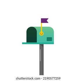 Mailbox with a raised flag. Vector illustration
