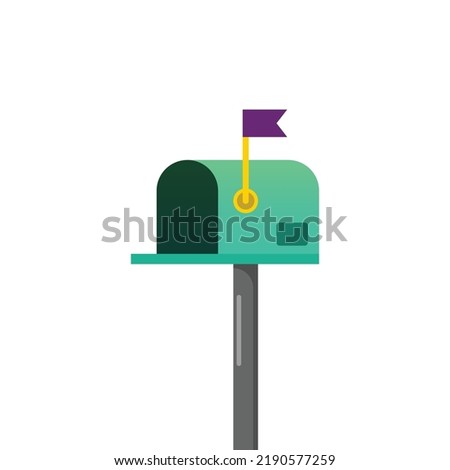 Mailbox with a raised flag. Vector illustration
