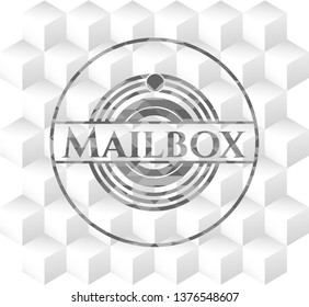 Mailbox realistic grey emblem with cube white background