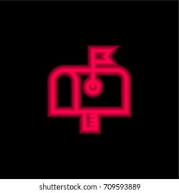 Mailbox red glowing neon ui ux icon. Glowing sign logo vector