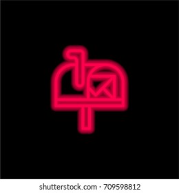 Mailbox red glowing neon ui ux icon. Glowing sign logo vector