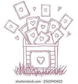 Mailbox with Romantic Cards Illustration