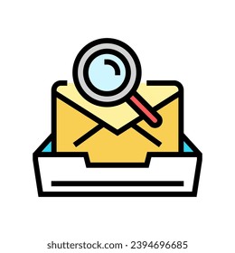 mailbox search magnifying glass color icon vector. mailbox search magnifying glass sign. isolated symbol illustration