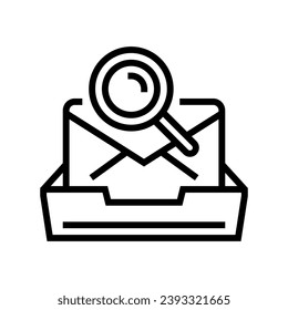 mailbox search magnifying glass line icon vector. mailbox search magnifying glass sign. isolated contour symbol black illustration