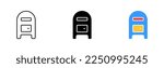 Mailbox set icon. Post office, letter, open envelope, incoming, new, contact us, write, send message, mail, messaging, management. Vector icon in line, black and colorful style on white background