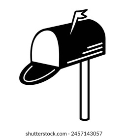 Mailbox silhouette icon illustration isolated on square white background. Simple flat poster design for prints drawings.