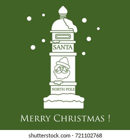 Santa’s mailbox and snow. Winter theme. Letter for santa claus merry christmas and happy new year. Mail wish list.