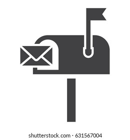 Mailbox solid icon, letter and website button, vector graphics, a filled pattern on a white background, eps 10.