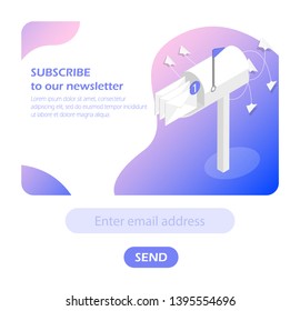 Mailbox. Subscribe To The Newsletter. Web Banner. Isometric.