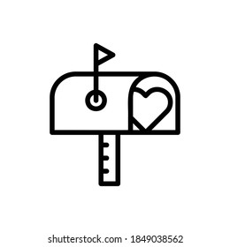Vector de contorno de icono de buzón (Valentine). Aislado sobre fondo blanco