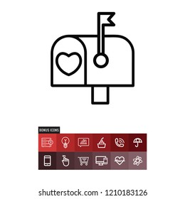 Mailbox valentines day vector icon