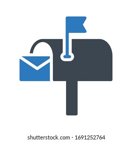 Mailbox Vector Glyph Color Icon 