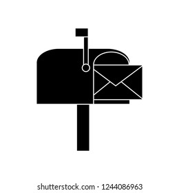 Mailbox vector icon, envelope in mailbox illustration