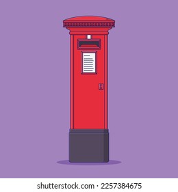 Mailbox Vector Icon Illustration with Outline for Design Element, Clip Art, Web, Landing page, Sticker, Banner. Flat Cartoon Style