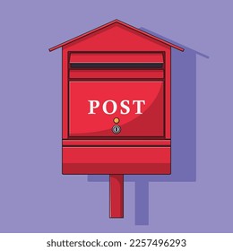 Mailbox Vector Icon Illustration with Outline for Design Element, Clip Art, Web, Landing page, Sticker, Banner. Flat Cartoon Style