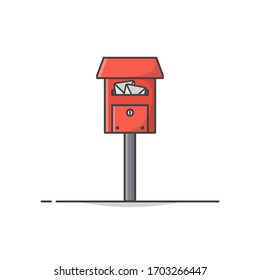 Mailbox Vector Icon Illustration. Post Office Box. Full Letter Box