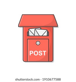Mailbox Vector Icon Illustration. Post Office Box. Full Letter Box
