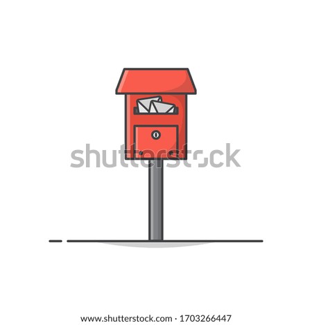Mailbox Vector Icon Illustration. Post Office Box. Full Letter Box
