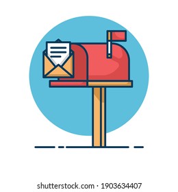 Mailbox Vector Illustration. Mailbox Conceptual Design Idea Isolated On White Background. Suitable For Sticker, Banner, Web Landing Page And More.