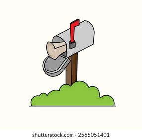 Mailbox vector illustration isolated in cream background.
