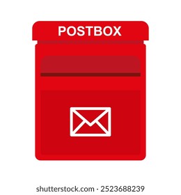 mailbox vector illustration isolated on white, flat post office box, red post box icon in cartoon style
