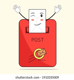 Mailbox, vector illustration. Red mailbox with a letter. Mailbox vector