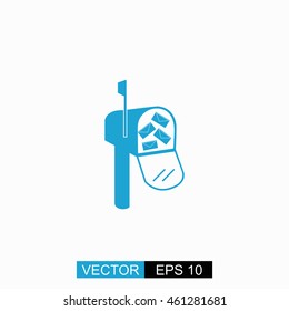 Mailbox  vector. Isolated blue icon on white background.