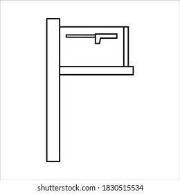 Mailbox Vector, Mailbox Line Art Vector, Flat Icon, Black and White Isolated Vector Illustration