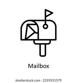 Ilustración de diseño de iconos del contorno del vector de buzón de correo. Símbolo de red y comunicación sobre el fondo blanco Archivo EPS 10
